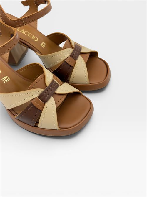 Sandali con tacco in pelle multicolor da donna IL LACCIO | 8854004VACCHETTABEIGEMARRONE